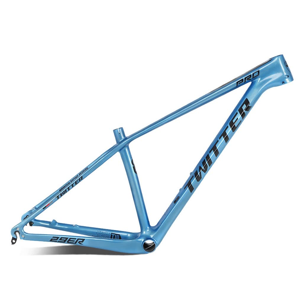 QHIYRZE Carbon Fiber Hardtail Mountain Bikes Frame 27.5er 29er Disc Brake Mountain Bikes Frame 15''/17''/19'' Internal Routing QR 135mm (Color : Blue, Size : 27.5 * 17'')