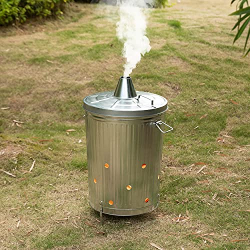Gardenised QI004569 Silver Outdoor Galvanized Metal Garden Incinerator Can thumb #4