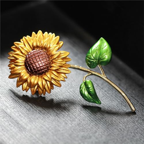 Image of WCRAZYE Sunflower Flower Brooch Pin for Women Girls Elegant Enamel Crystal Rhinestone Yellow Flower Plant Brooch Pin, Charm Sun Flower Coat Brooch for Mom Christmas Valentine's Day Jewelry Gifts