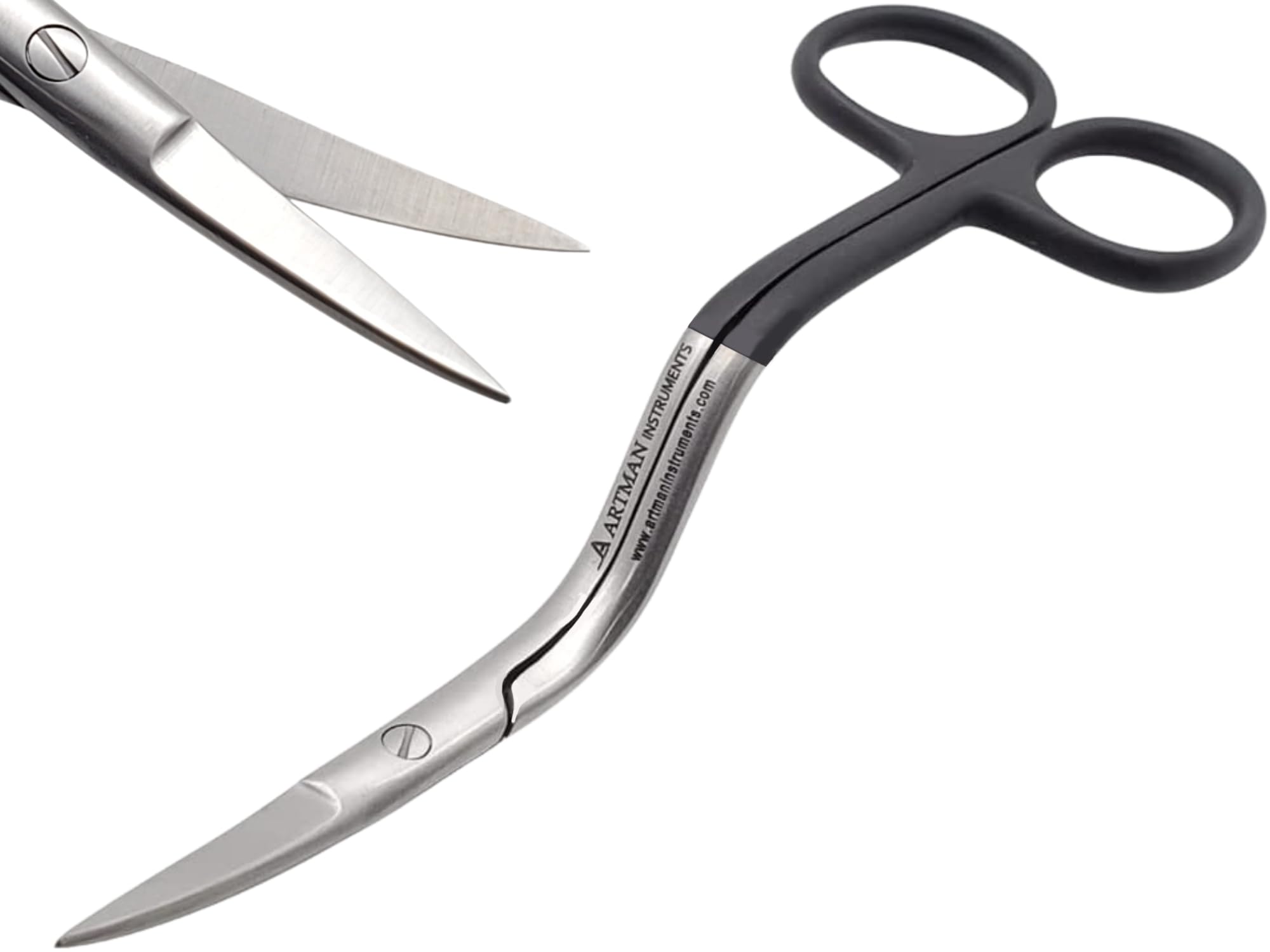 ARTMAN INSTRUMENTS Bent Handle Curved Embroidery Scissors - 6 Inch Curved Applique Scissors for Machine Embroidery, Fabric Stitches, and Crafting - Premium Stainless Steel with Precision Blades