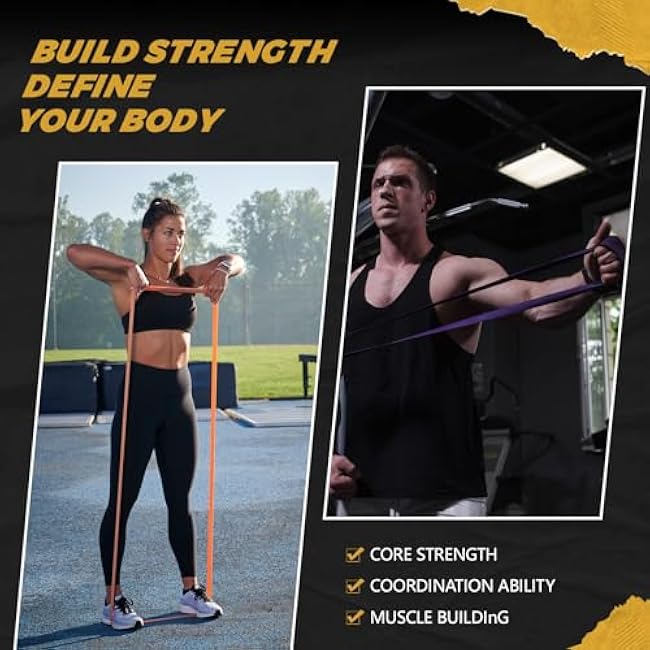 Soulchen 6 Pcs Resistance Bands Set Pull up Bands for Men Women Resistance Training with Door Anchor and Storage Bag for Physical Therapy, Muscle Training Aid, Fitness