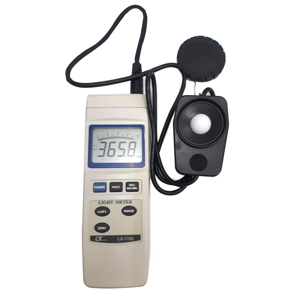 Misuratore di luce (da 40 a 400.000 lux), misuratore di illuminamento/misuratore di intensità luminosa/misuratore di candele a piede/misuratore di lumen/misuratore di luce per piante | LX-1102