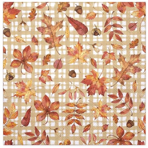 WRAPAHOLIC 50Pcs Fall Paper Napkins - 3-Ply Autumn...
