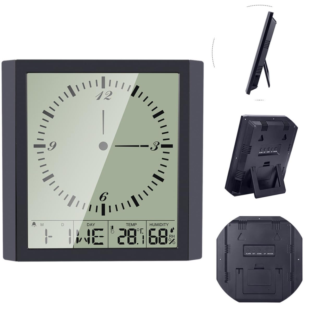 UPKOCH Digitale Wanduhr Große Anzeige mit Elektronischem Kalender Schwarz