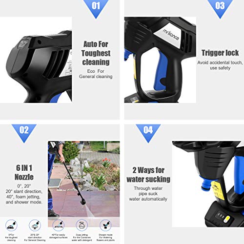 mrliance Battery Power Washer, Portable Power Washer Cleaner ,Cordless Pressure Washer Surface Cleaner, 40V Power Electric Pressure Washer with Accessories Kit Battery and Charger Included