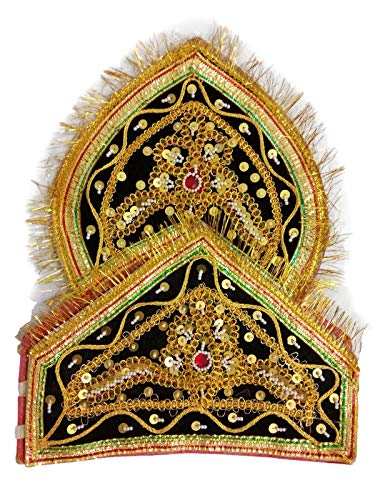 Image of BookMyCostume Ravana Lankesh Crown Mukut Kids & Adults Fancy Dress Costume Accessories Free Size Golden /Black