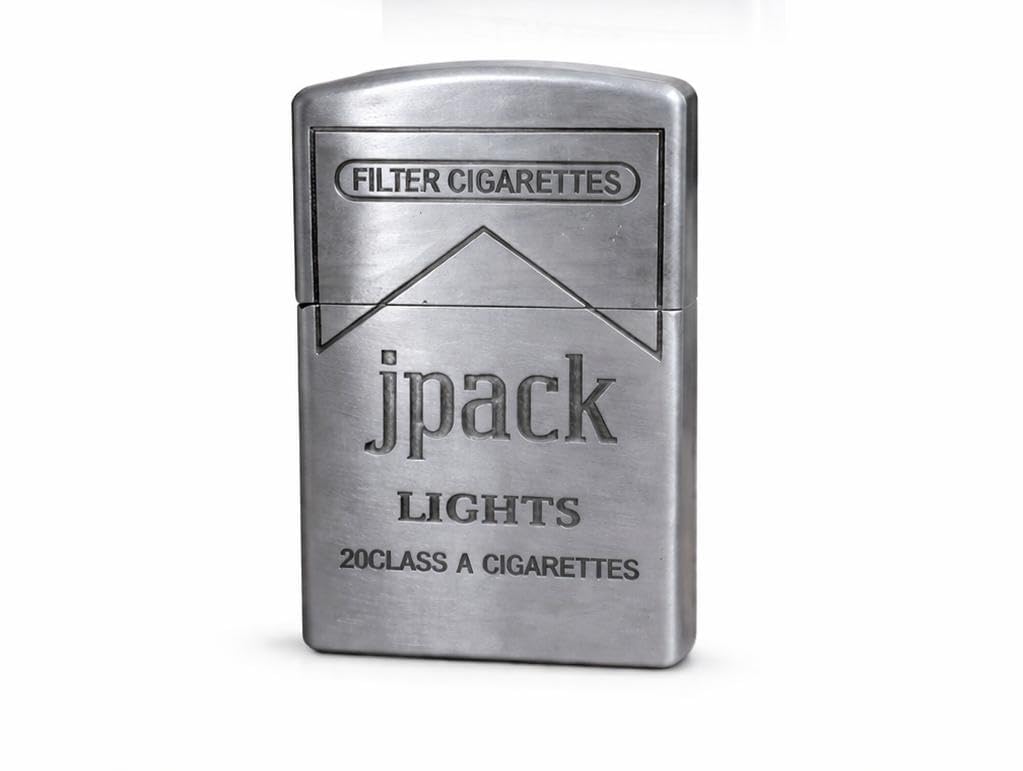 jpack pocket lighter, windproof refillable cigarette lighter with metal finish (silver)