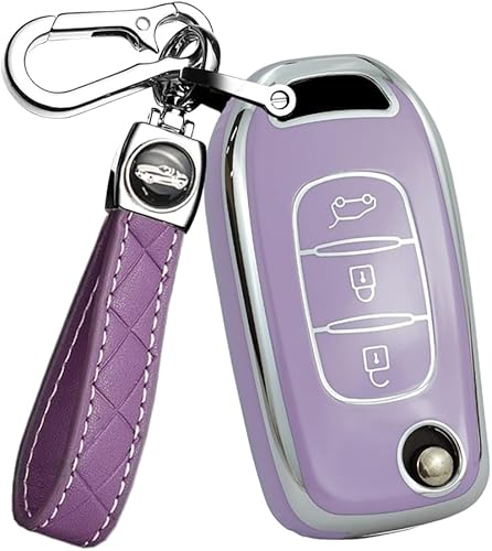 Miniatura 10 de ontto Funda para llave de coche compatible con Renault Flip plegable llave remota, soporte para llavero de TPU para llave de automóvil, compatible
