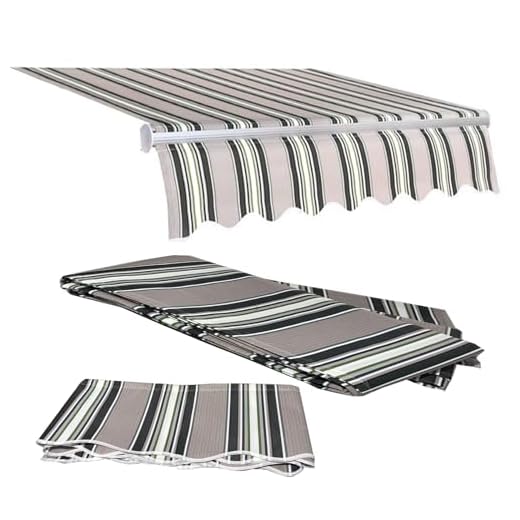 CekoCk Retractable Patio Awning Replacement Fabric 100% Polyester Fabric Awning Cover Replacement Sun Shade Shelter Cover Awning Top Canvas for Deck Balcony Yard Shop(Size:2.5x2m,Color:Stripes)