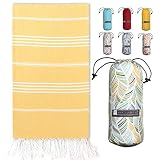 BAY LAUREL Turkish Beach Towel with Travel Bag 39 x 71 Quick Dry Sand Free Lightweight Large Oversiz