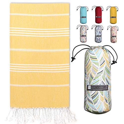 Bay Laurel Turkish Beach Towel With Travel Bag 39 X 71 Quick Dry Sand Free Lightweight Large Oversized Beach Towel Turkish Towels Light Beach Towel Travel Towels (Pineapple Yellow) #TOP13