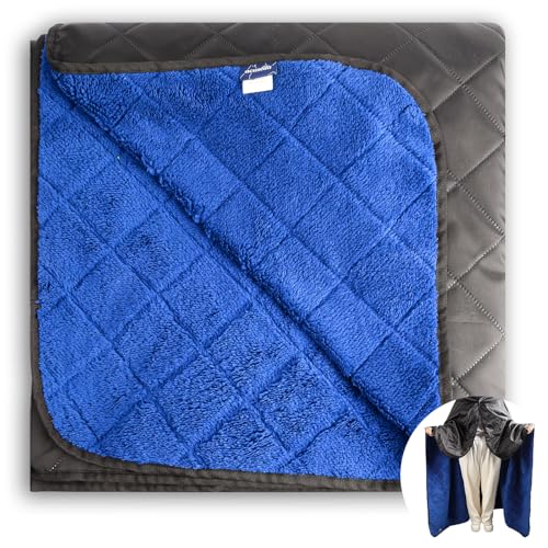 ACUSHLA wasserdichte Fleece-Decke, Campingdecke für kaltes Wetter, Outdoor, Strand, Picknick, Stadion, Fußball, Auto, isoliert, Winddicht, sandfest und maschinenwaschbar, 145x 200 cm (Blau)