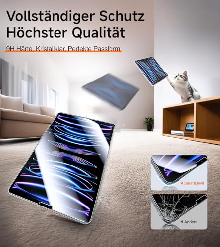 Panzerglas Schutzfolie für iPad Pro 12,9 Zoll von Smartdevil (2 Stück)