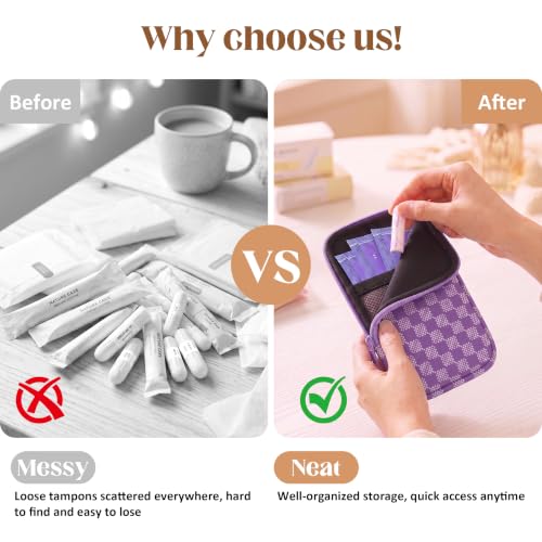 Image of 2PCS Tampon Holder Zipper Pouches Portable Period Bags