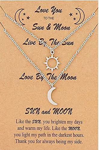 moniface Sun and Moon Necklace Best Friend Necklace for 2 Friendship Pedant Necklaces Jewelry Gift for Women Teen Girls Best Friend