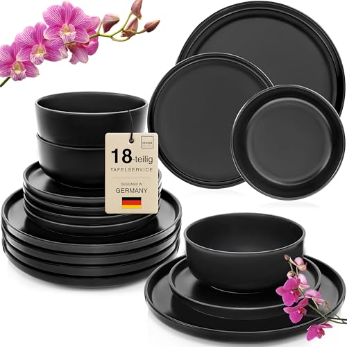SÄNGER Madeira | Steingut Geschirr Set 18 tlg, Teller Set 6 Personen,...