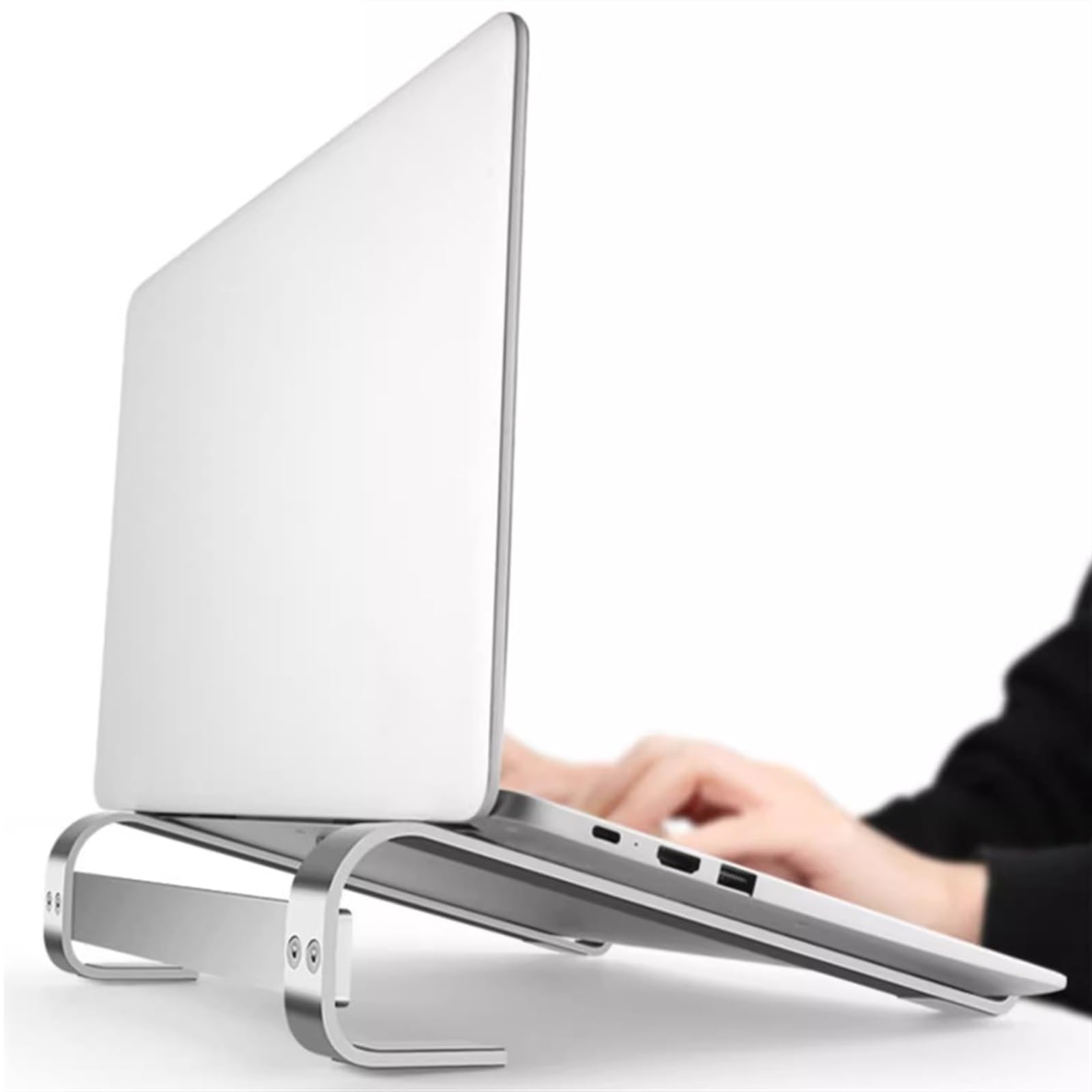 Supporto per computer Supporto for laptop da scrivania, supporto ergonomico for laptop, alluminio, raffreddamento ventilato, supporto for notebook portatile, antigraffio, tutti i laptop 15,6 pollici