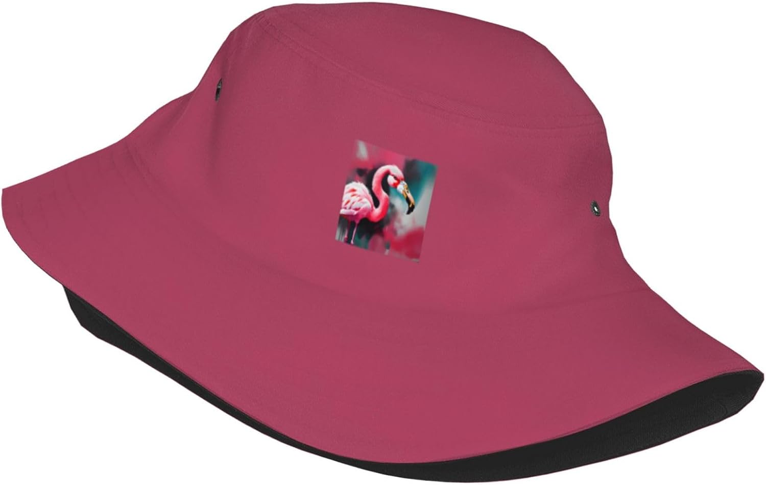 Painting Flamingo Print Bucket Hat,Beach Sun Hats,Fishing Hats for Women Men,Summer Outdoor Travel Packable Black