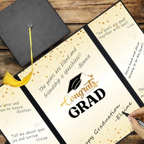 Image of Vlipoeasn Black Gold 2026 Graduation Party Decorations 2026 College /High School Graduation Decorations Party Supplies, Class of 2026 Congrats Grad Backdrop Banner Signature Book