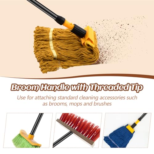 Image of Gisafai 46.5 Inch Broom Handle with Threaded Tip,Black,20 Pcs | Broom Sticks Metal Cleaning Pole with Plastic Thread Stick, for Floor Brushes Replacement Clean Tools Commercial Home Office
