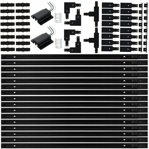 52FT H Track Lighting Rail Kit, Zanixor Black H Type Track Lighting Rails with Floating Canopy...