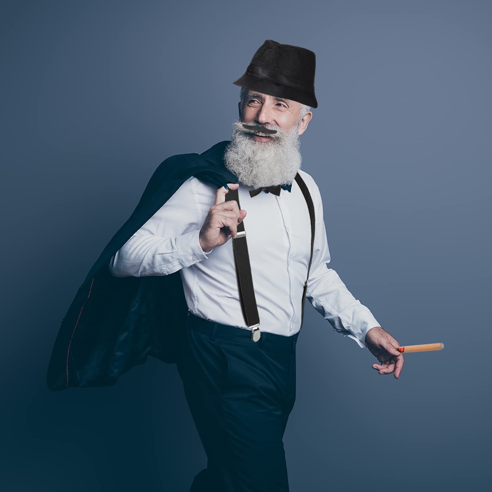 Blulu Disfraz Hombre 1920 Halloween con Chaleco Sombrero Fieltro Reloj Bolsillo Tirante