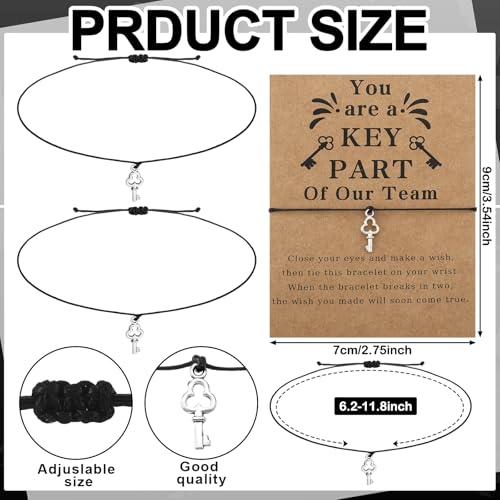 50 Sets Employee Appreciation Gifts for Team Coworker Bracelets Bulk Thank You Bracelets You Are A Key Part of Our Team Gift Teamwork Gifts for Women Men Staff Teacher Retirement3