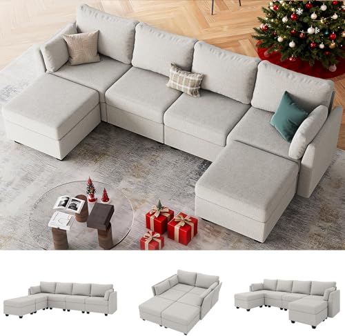 Huatean Home 114.17" Modular Sectional Sofa, 6 Seat Modular Couch