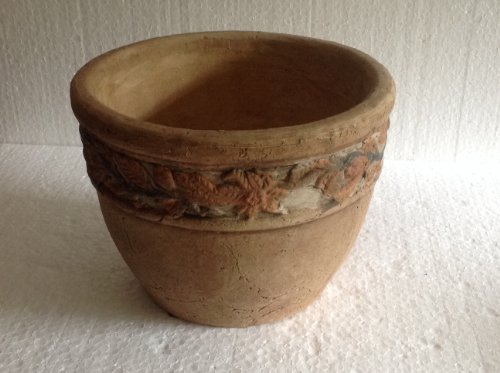 Blumentopf Pflanztopf terrakotta für in- und outdoor mit Bordüre hangef. Naturprodukt