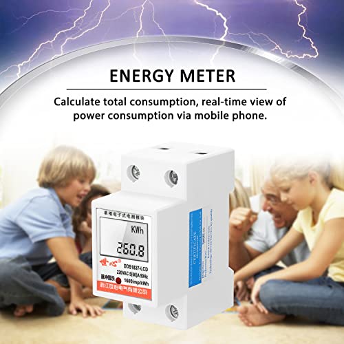Medidor elétrico monofásico DDS-LDG 220 V 50 Hz com display LCD de montagem em trilho Din de 35 mm
