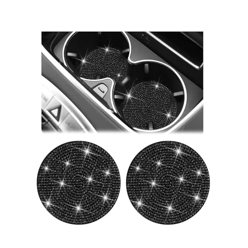 Posavasos para carro con diamantes 2 piezas negro miniatura 1