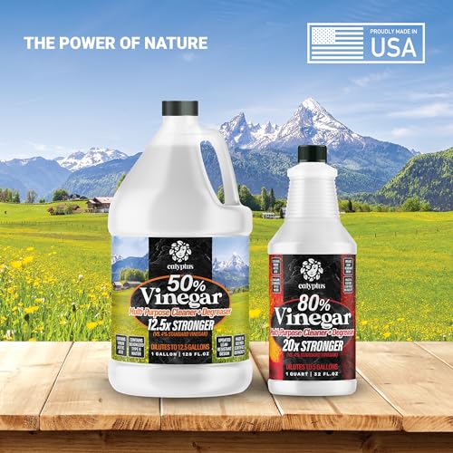Image of Calyptus 50% Pure Concentrated Vinegar | Maximum-Performance (12.5X) Power | Technical Grade | Dilutes Easily to 5% Acidity (1.5 Cups per Gallon) | Home and Outdoor Cleaning Concentrate | 4 Gallon