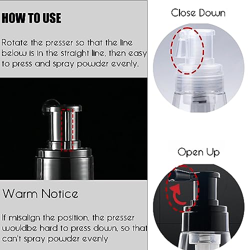 CCbeauty Powder Spray Bottle, Barber Spray Bottle for Hair, Empty Portable Travel Cosmetics Container, Hair Fiber Applicator, Refillable Body Shampoo Powder Bottles Barber Accessories, 6oz/180ml4