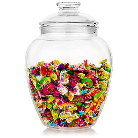 Modern Innovations 128-Ounce Candy & Cookie Jar with Lid, 1 Gallon Premium Acrylic Clear Apothecary Jar, Wedding & Home Décor Centerpiece, Decorative Kitchen Storage Jar, Bathroom Organization Cover