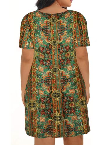 Image of Kancystore Women's Plus Size Summer Dresses Short Sleeve Casual T-Shirt Swing Dress with Pockets
