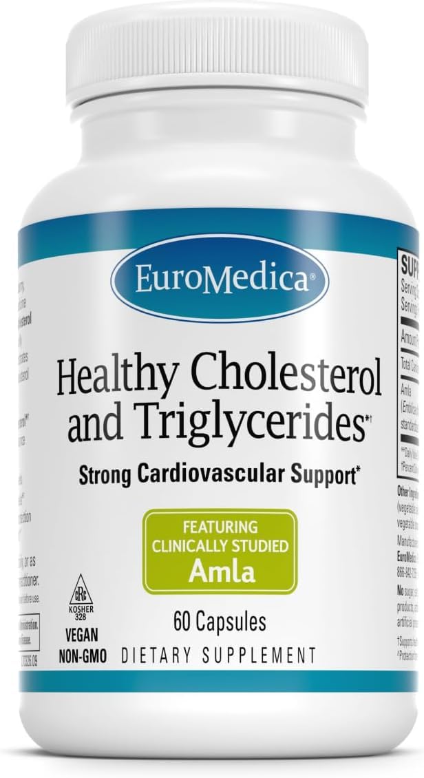 Healthy Cholesterol and Triglycerides - 60 Capsules - Clinically Studied Amla - Supports Healthy HDL & Triglyceride Levels - Non-GMO, Vegan, Kosher - 30 Servings