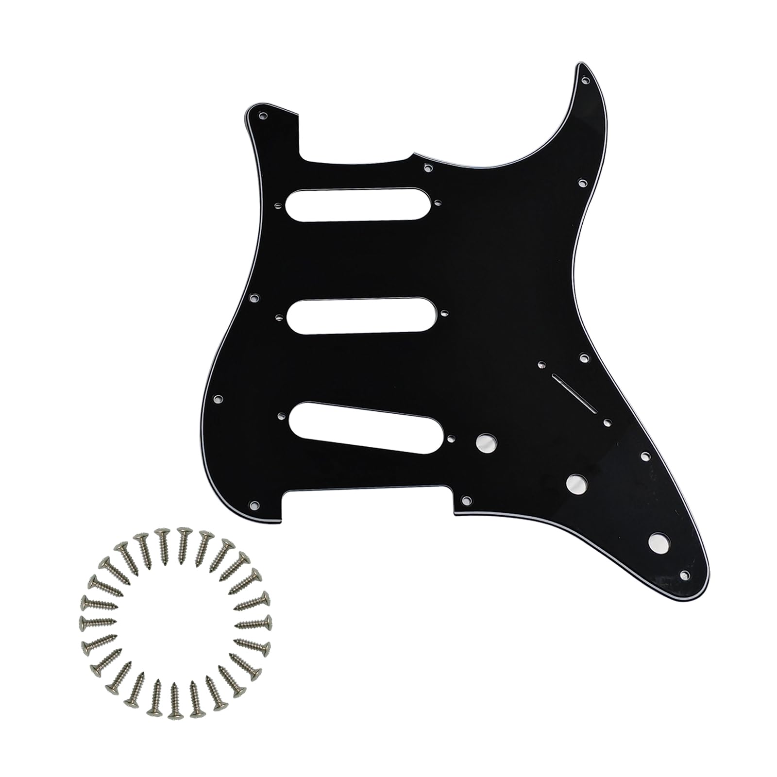 SSS 11-Hole Strat Pickguard for Fender Stratocaster, Black 3Ply