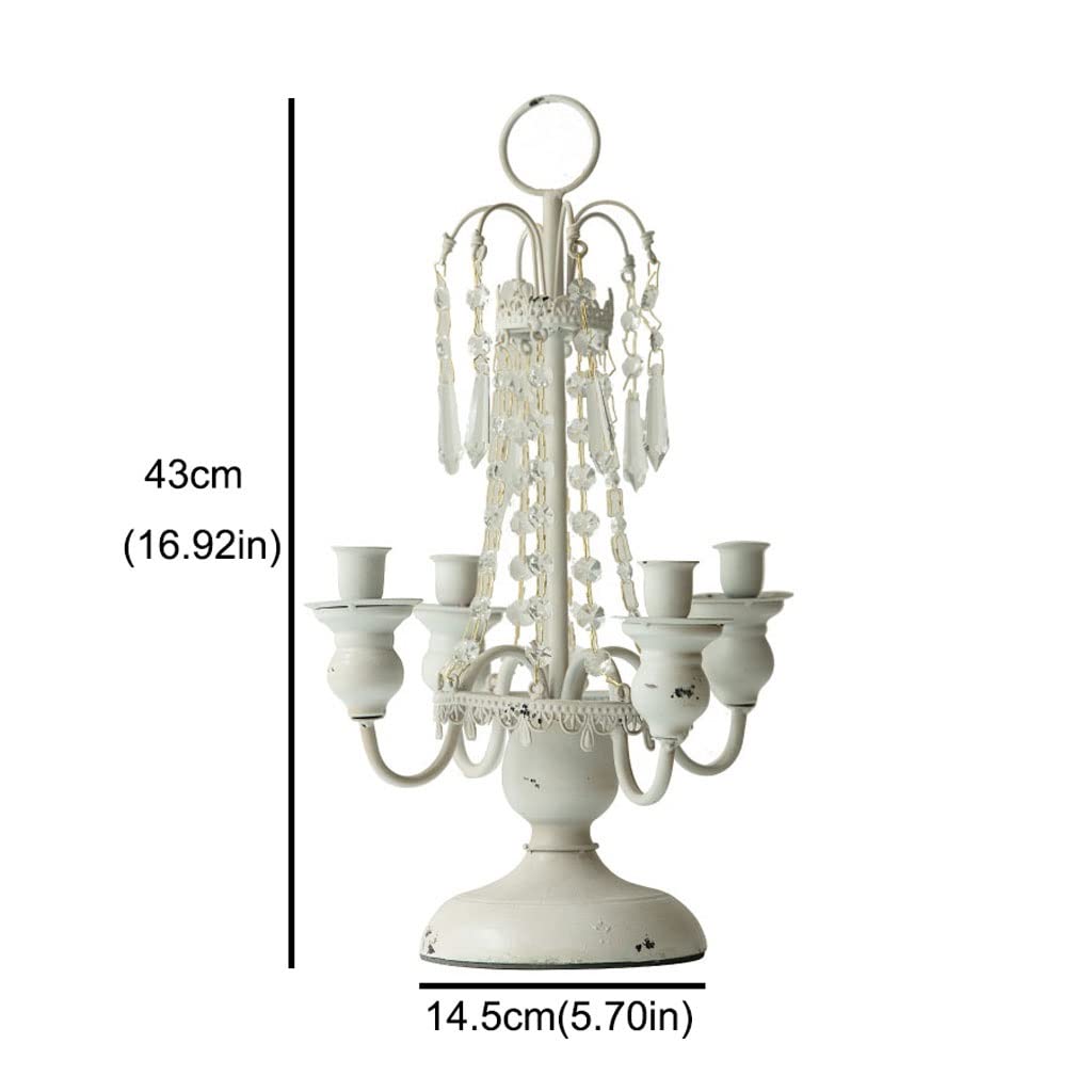 Candelabro nórdico Retro Blanco Puro con Colgante de Cristal para Mesa de Comedor, Ideal para Sala de Estar, Oficina y Banquetes.