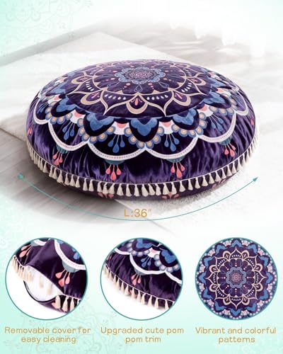 Hihealer Meditation Cushion, Large Velvet Floor Pillow for Yoga, Meditation & Mindfulness, Supportive Memory Foam Bolster (Purple) - Image 6