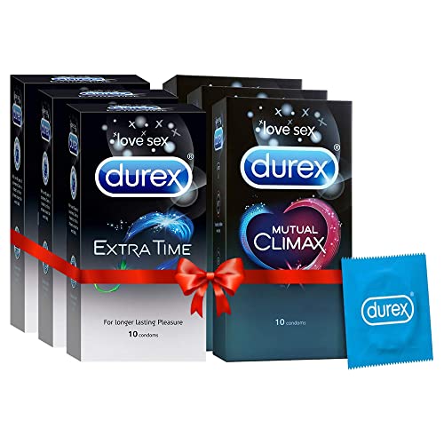 Image of Durex Condoms - 10 Count (Pack of 3, Extra Time) & Durex Mutual Climax Condoms - 10 Count (Pack of 3)