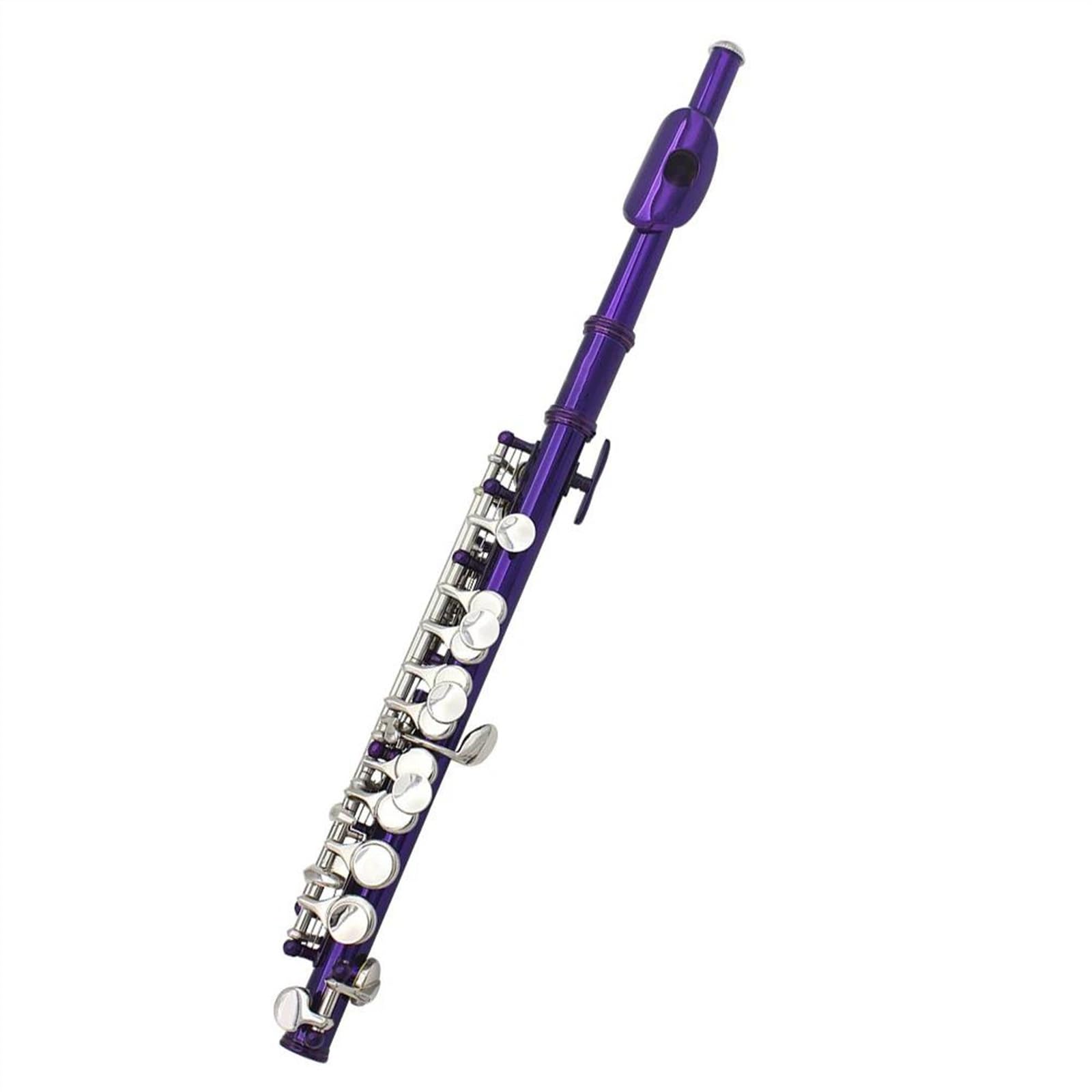 Profesional Flauta Travesera Piccolo Morado 16 Agujeros Cerrados Añadir Llave E Flauta De Cuproníquel De Tamaño Medio Con Funda De Cuero