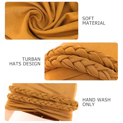 Image of DRESHOW African Women Turban Caps Beanie Twist Headscarf Pre-Tied Double Twisted Braid Hair Cover Wrap Hat Chemo Cancer Cap