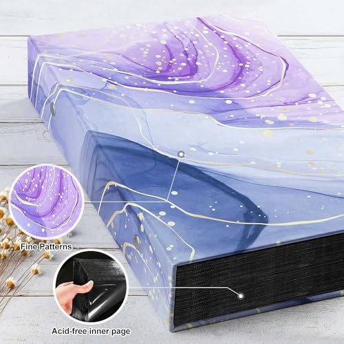 Lanpn Photo Album 6x4 300 Pockets, Leather Hardcover Album Book Holds 300 Horizontal Pictures Only Violet Gold - Image 3