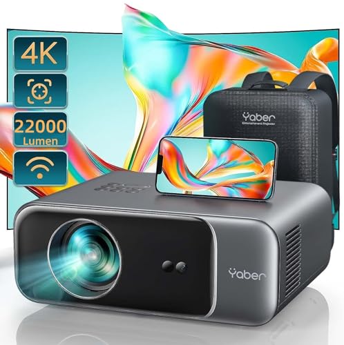 Proiettore【Auto Focus & Keystone】22000 LM Videoproiettore 4K Supporta,YABER V9 Proiettore WiFi 6 Bluetooth 5.2 1080P Nativo Full HD, Proiettore portatile 4k Home Cinema per Smartphone/TV Stick/PS5