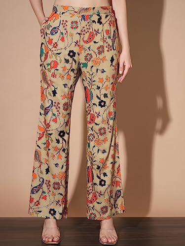 Image of Madhuram Women's Rayon and Multicolour Top with Pant Co-Ord Set(M-2432)