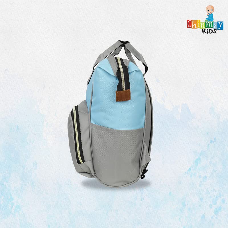 Image of Chinmay Kids Baby Diaper Backpack for New Born Baby Mother /Mom Stylish Polyester Organizer Bag for Casual Travel Outing & Traveling (Blue Grey, 16 X 9.5 X 7.5 in)