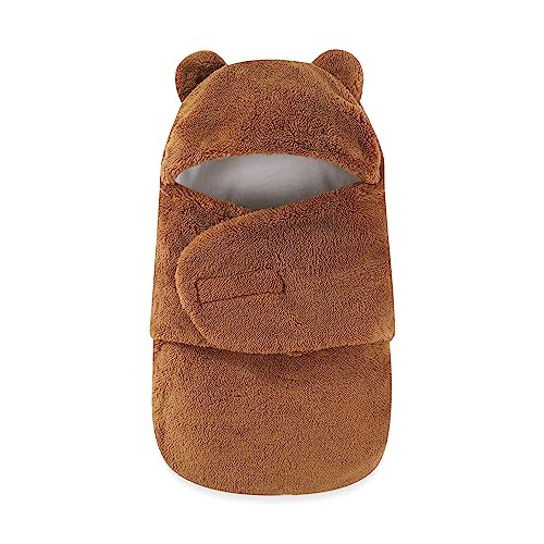 Image of AiWMGL Baby Winter Fleece Swaddle Blanket 3-6 Months Boys Girls Warm Adjustable Newborn Swaddling Wrap Soft Plush Sacks