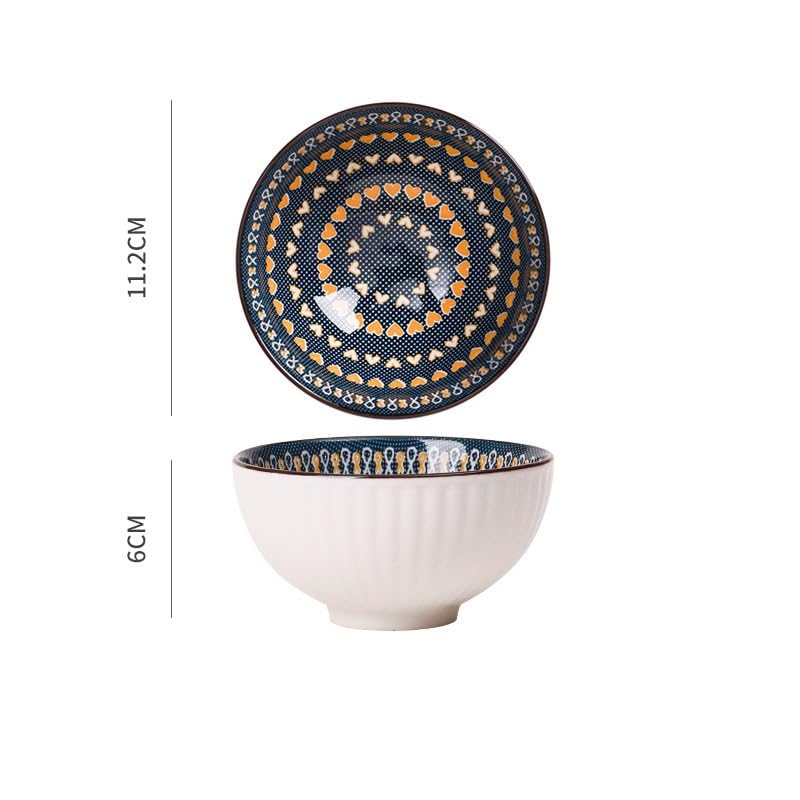 Image of 6-Piece Ceramic Dinner Set, 2 Plates & 4 Bowls, Microwave Safe, Dishwasher Safe, Floral Dinnerware (Ethnic Floral Multicolor, 2 Plate & 4 Bowl Set)