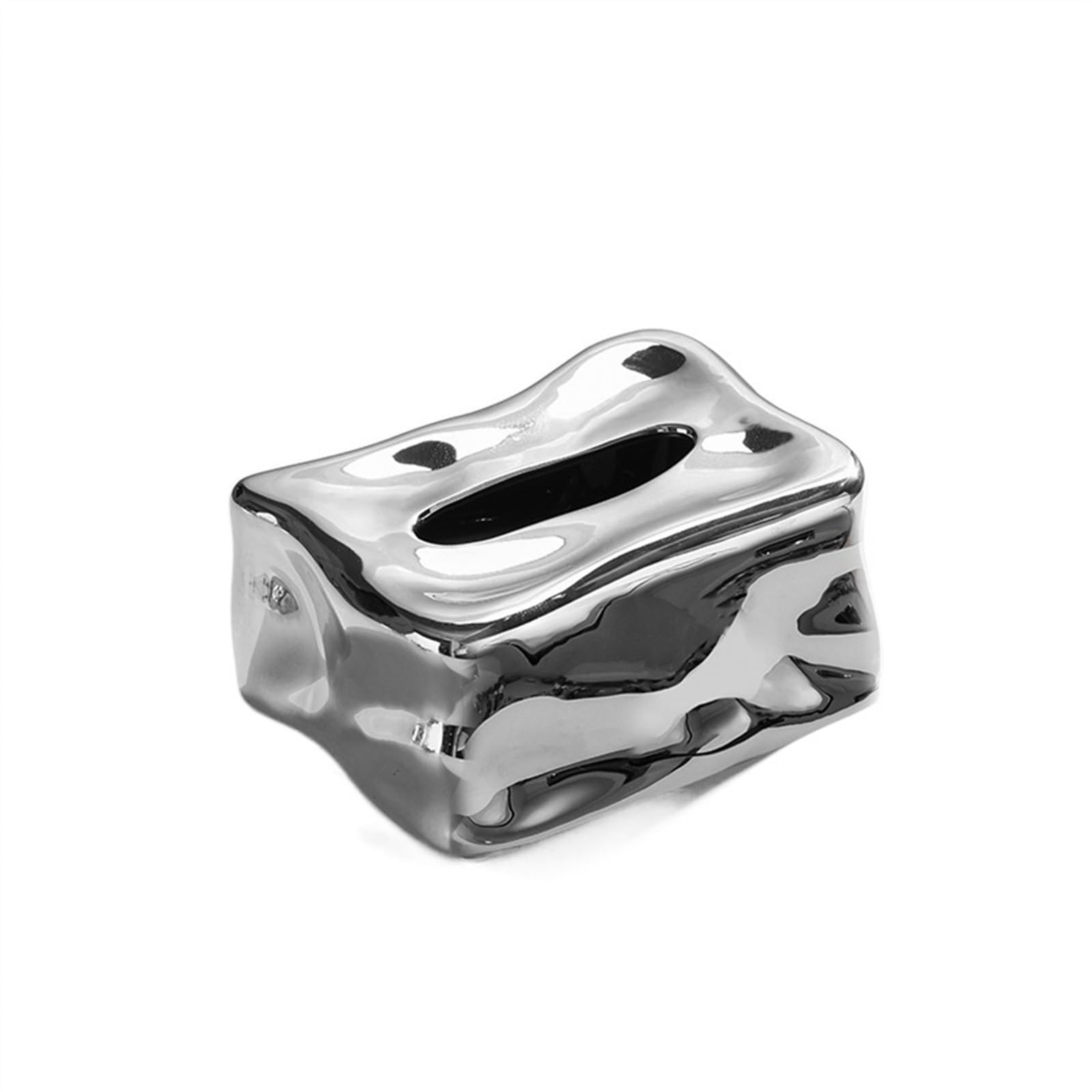 Tissue Holder Creative Ceramic Tissue Box, Living Room Household Paper Drawer, Restaurant Napkin Facial Box Decor(Silver)