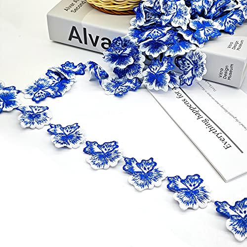 5 Yard 50 mm Flower Lace Ribbon Floral Lace Trim Ribbons for Crafts Decorative Ribbon for Sewing Decorative Ribbon Sewing Lace Ribbon Sewing Craft Decoration Wedding Sewing Decorations (Blue) - Image 4